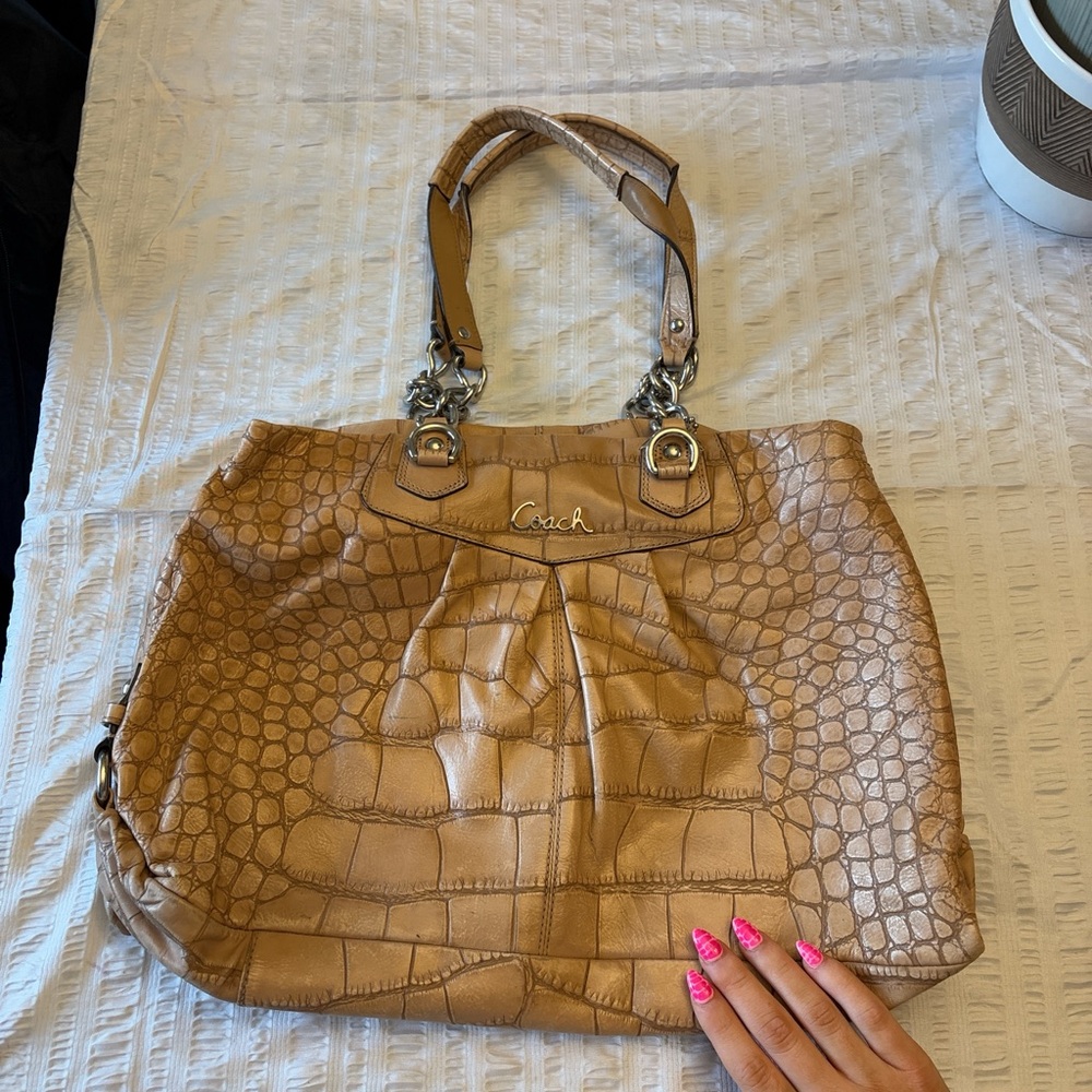 Coach Tan Crocodile Embossed Women's Bag